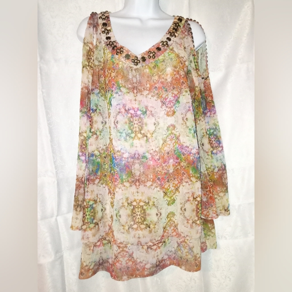 V Cristina Beaded Boho Tunic Top